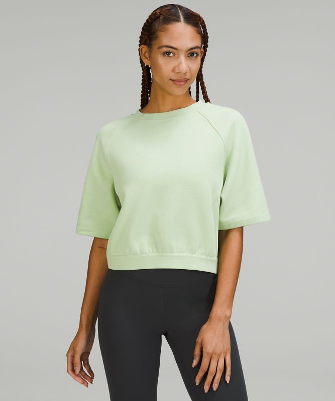 Cotton-Blend Fleece Cropped Pullover