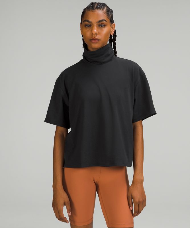 Relaxed-Fit Cotton-Blend Turtleneck T-Shirt