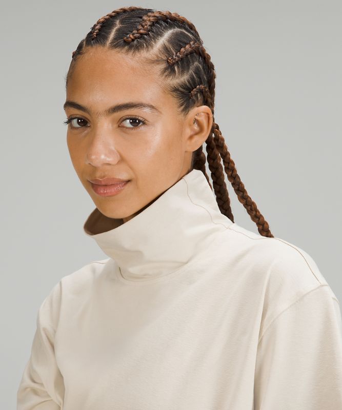 Relaxed-Fit Cotton-Blend Turtleneck T-Shirt