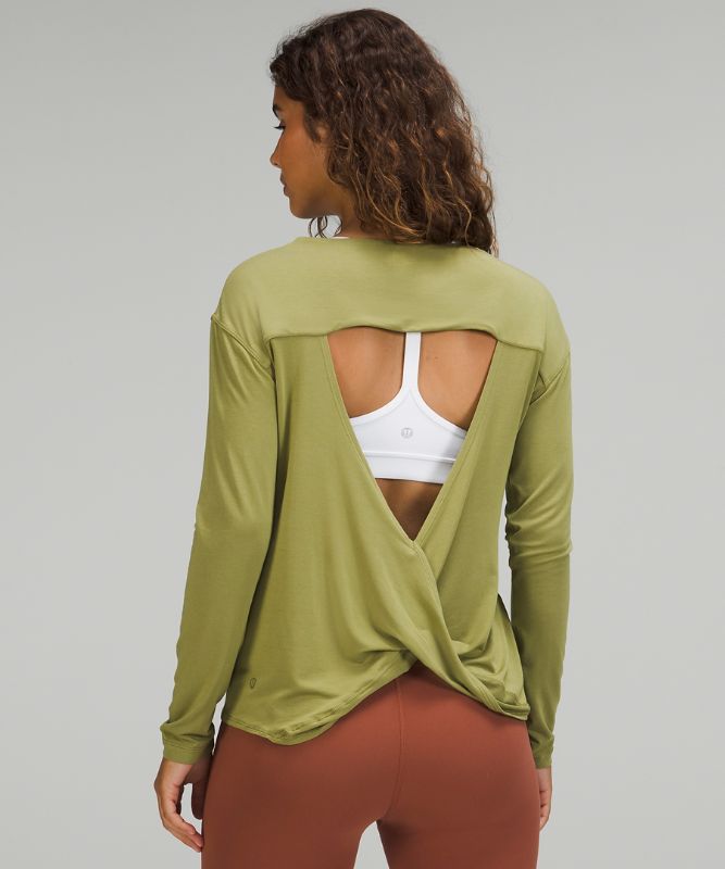 Modal-Blend Open-Back Long Sleeve Shirt
