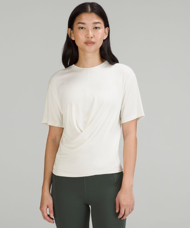 Ribbed Modal-Silk Blend Reversible T-Shirt, Antique White