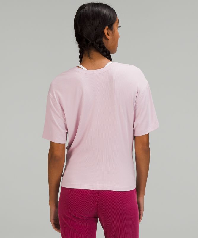 Ribbed Modal-Silk Blend Reversible T-Shirt