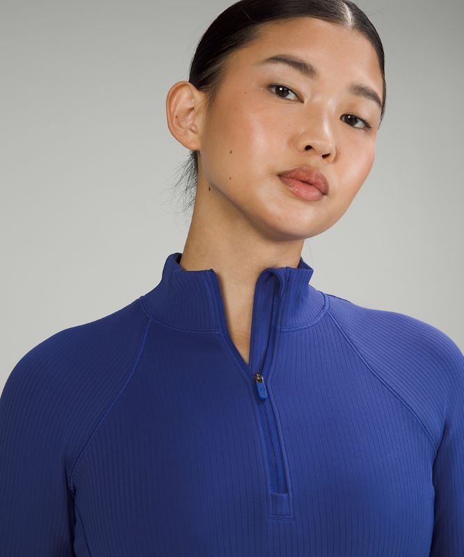 It's Rulu Run Ribbed Cropped Half Zip