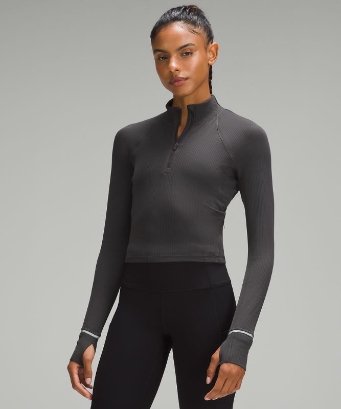 It's Rulu Run Ribbed Cropped Half Zip