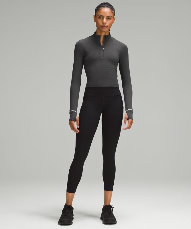 It's Rulu Run Ribbed Cropped Half Zip