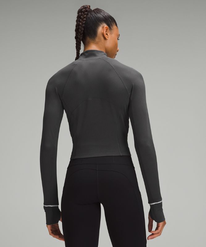 It's Rulu Run Ribbed Cropped Half Zip