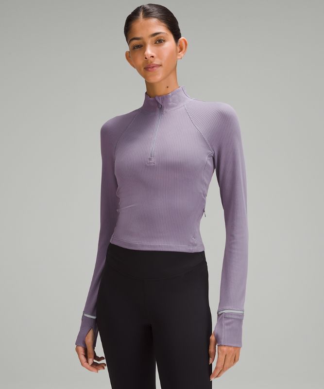 It's Rulu Run Ribbed Cropped Half Zip