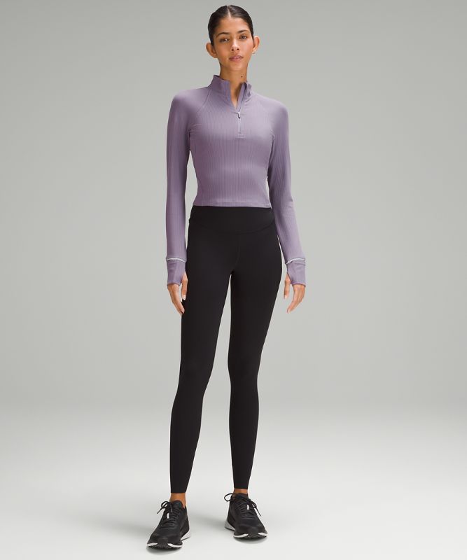 It's Rulu Run Ribbed Cropped Half Zip