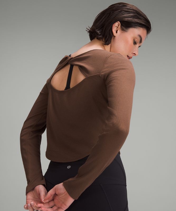 Modal Silk Twist-Back Yoga Long-Sleeve Shirt