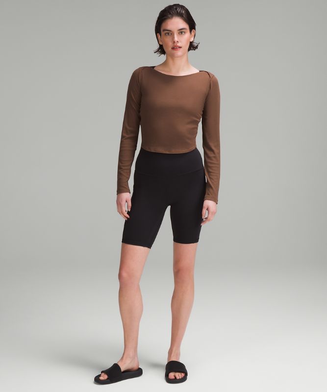 Modal Silk Twist-Back Yoga Long-Sleeve Shirt