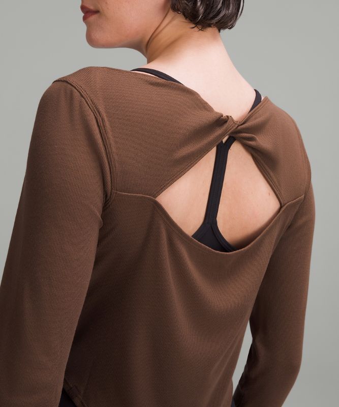 Modal Silk Twist-Back Yoga Long-Sleeve Shirt