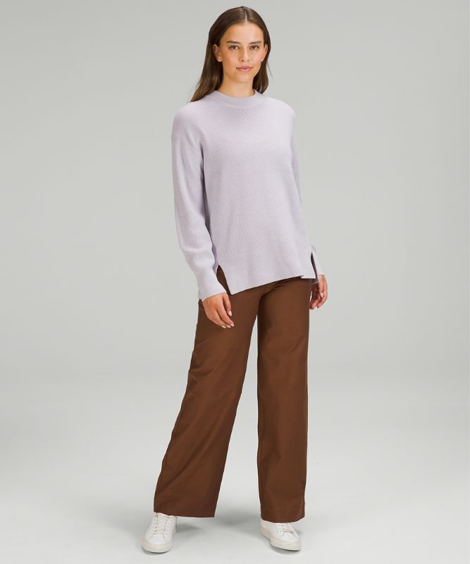 Merino Wool-Blend Ribbed Crewneck Sweater