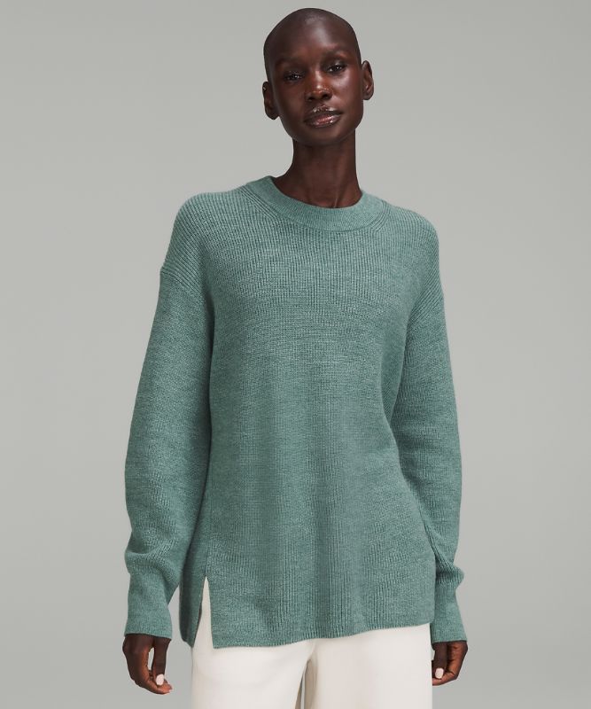 Merino Wool-Blend Ribbed Crewneck Sweater