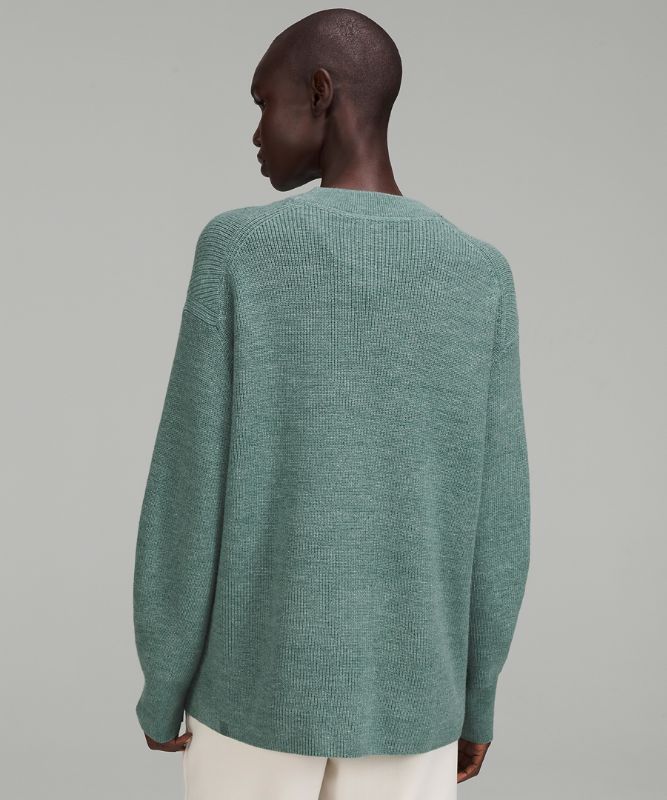 Merino Wool-Blend Ribbed Crewneck Sweater