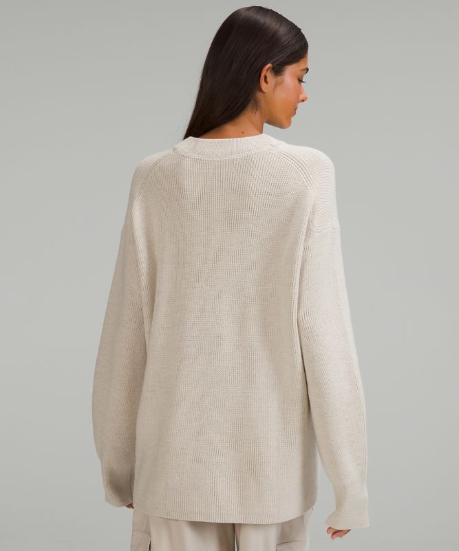 Merino Wool-Blend Ribbed Crewneck Sweater