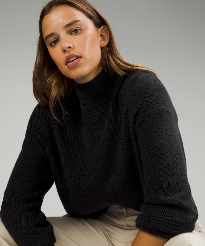 Merino Wool-Blend Ribbed Turtleneck Sweater