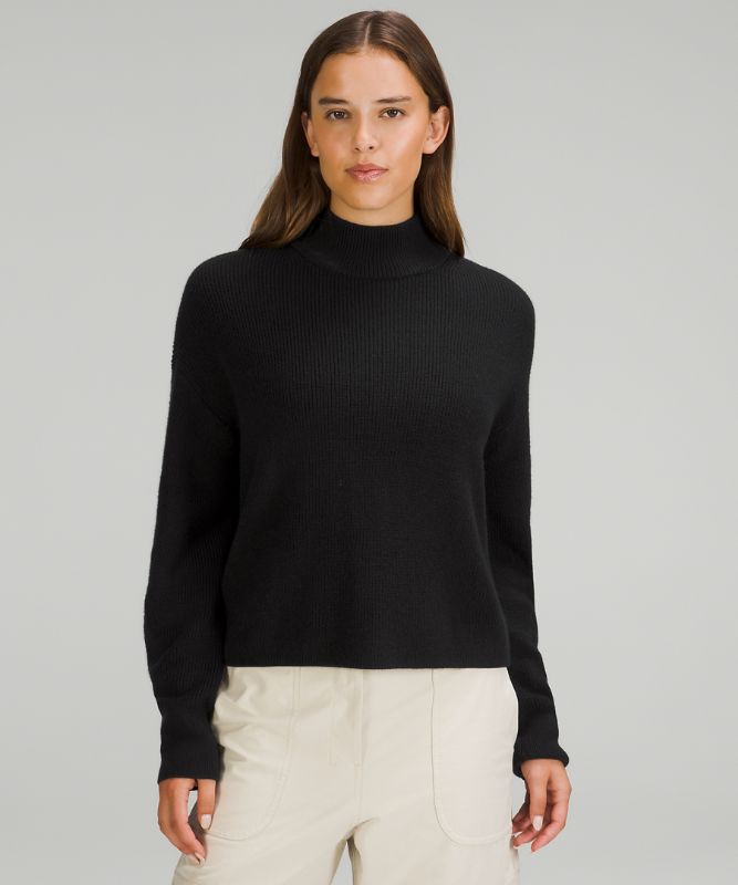 Merino Wool-Blend Ribbed Turtleneck Sweater