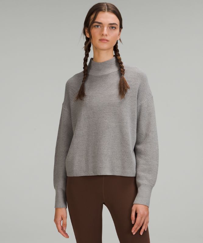 Merino Wool-Blend Ribbed Turtleneck Sweater