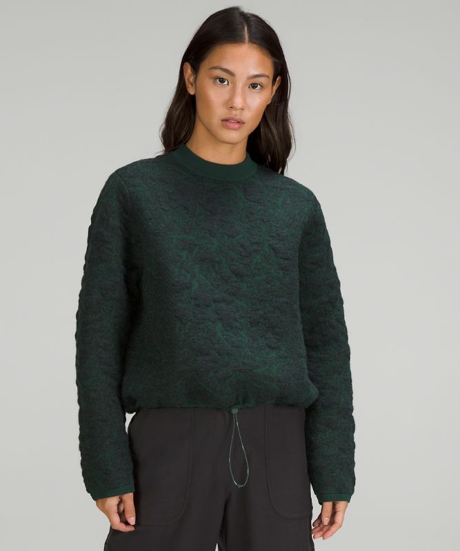 Jacquard Multi-Texture Crew Neck Sweater