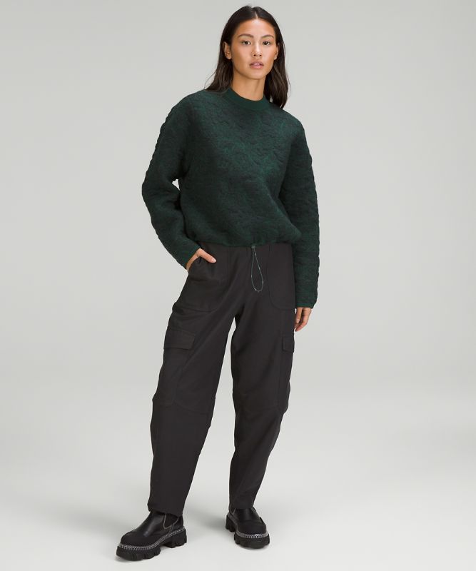 Jacquard Multi-Texture Crew Neck Sweater