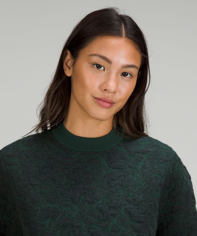 Jacquard Multi-Texture Crew Neck Sweater