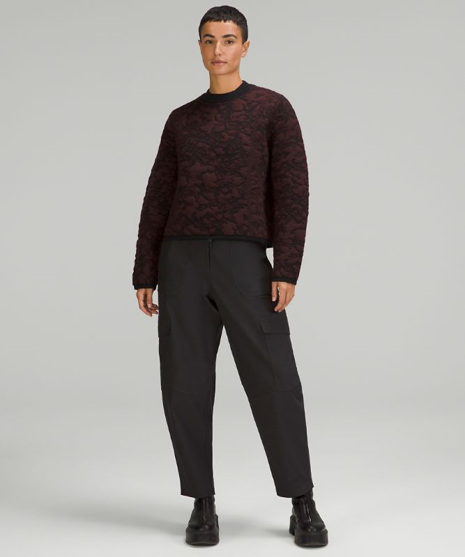 Jacquard Multi-Texture Crew Neck Sweater