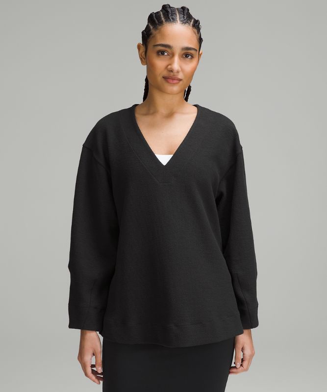 Textured V-Neck Pullover