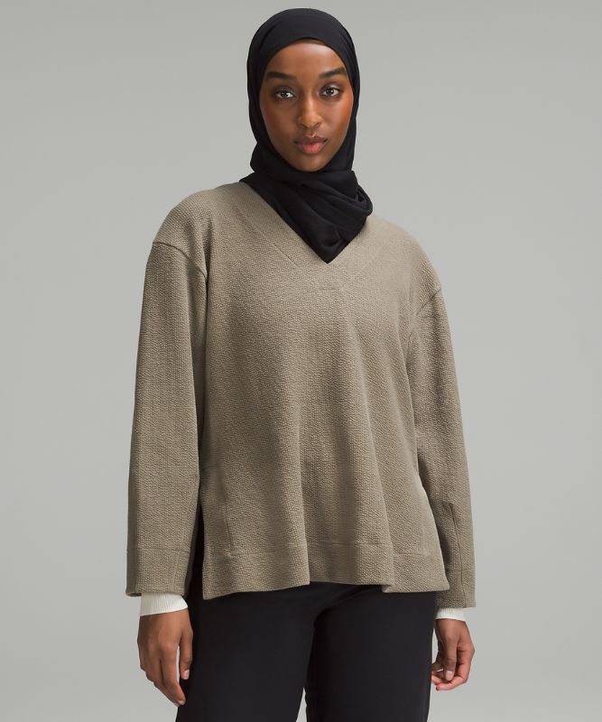 Textured V-Neck Pullover