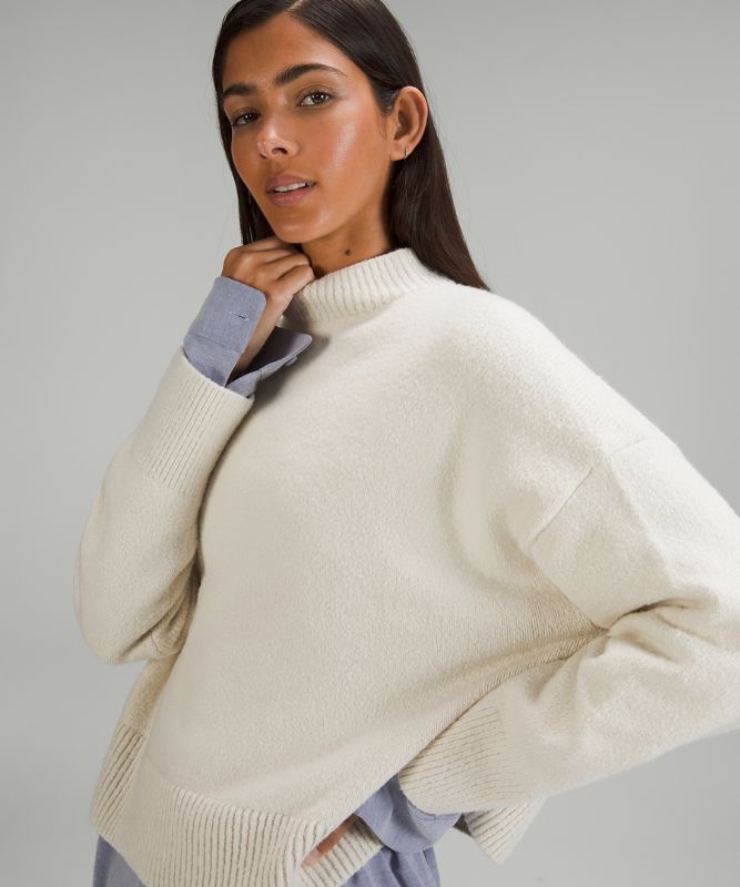 Brushed Cotton Merino Blend Mockneck