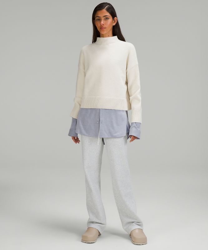 Brushed Cotton Merino Blend Mockneck