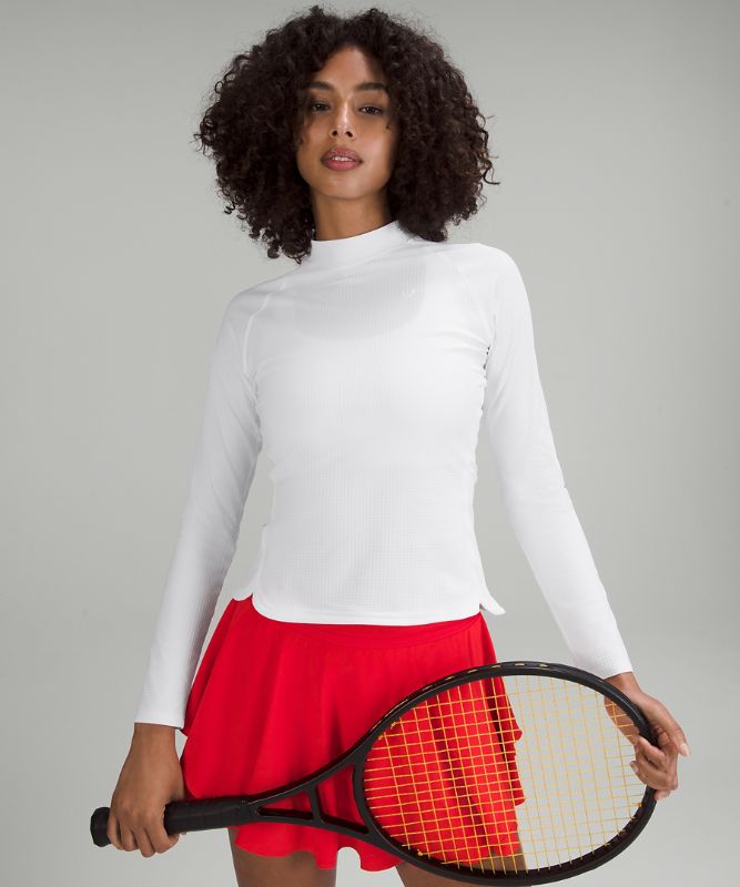 Grid-Texture Tennis Long-Sleeve Shirt