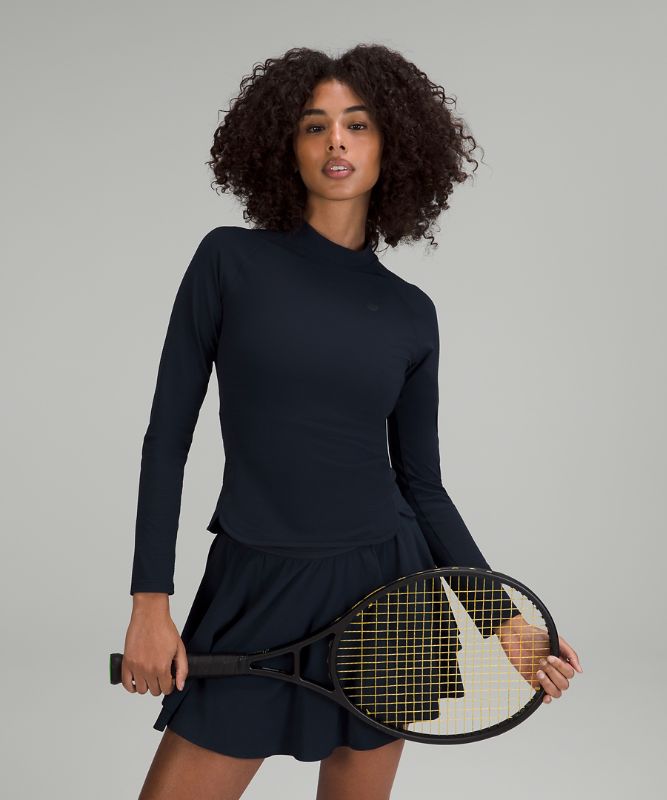 Grid-Texture Tennis Long-Sleeve Shirt