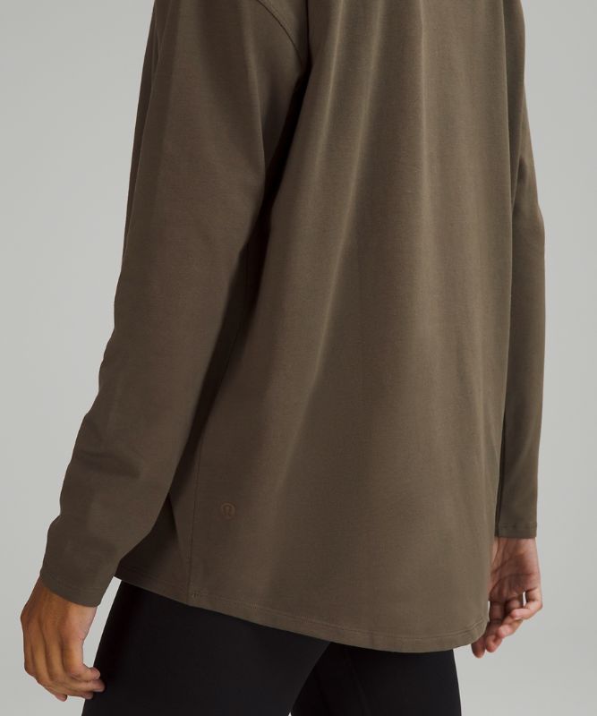 Relaxed-Fit Peek Shoulder Long Sleeve Shirt