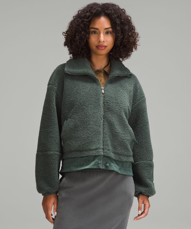 Textured Fleece Cinchable Full Zip