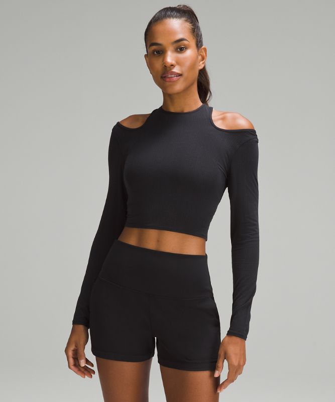 Shoulder Cut Out Yoga Long Sleeve Shirt Black luludrops