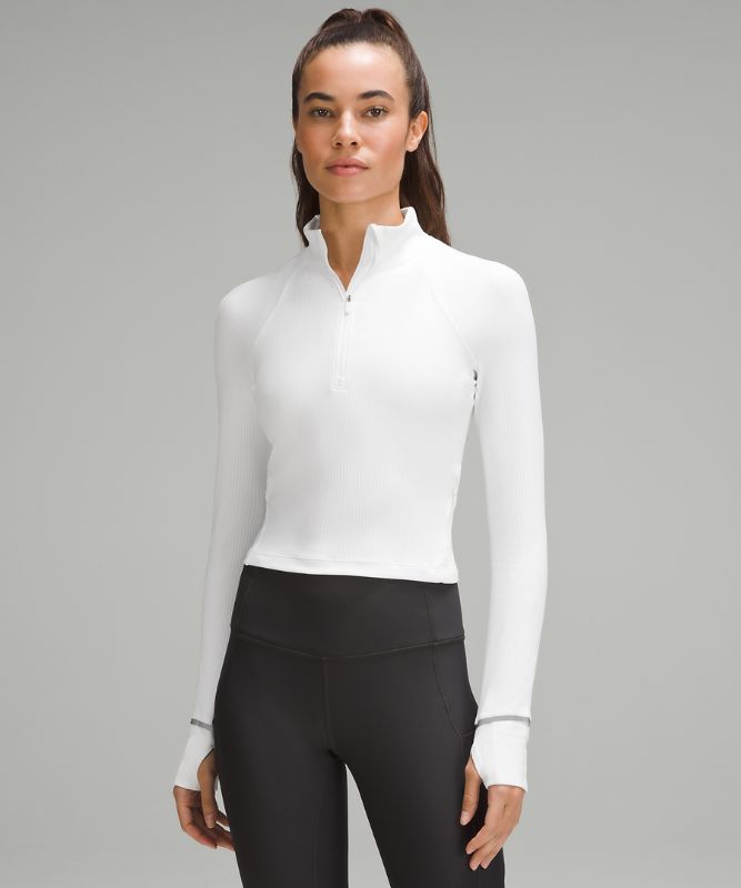 It's Rulu Run Ribbed Cropped Half Zip