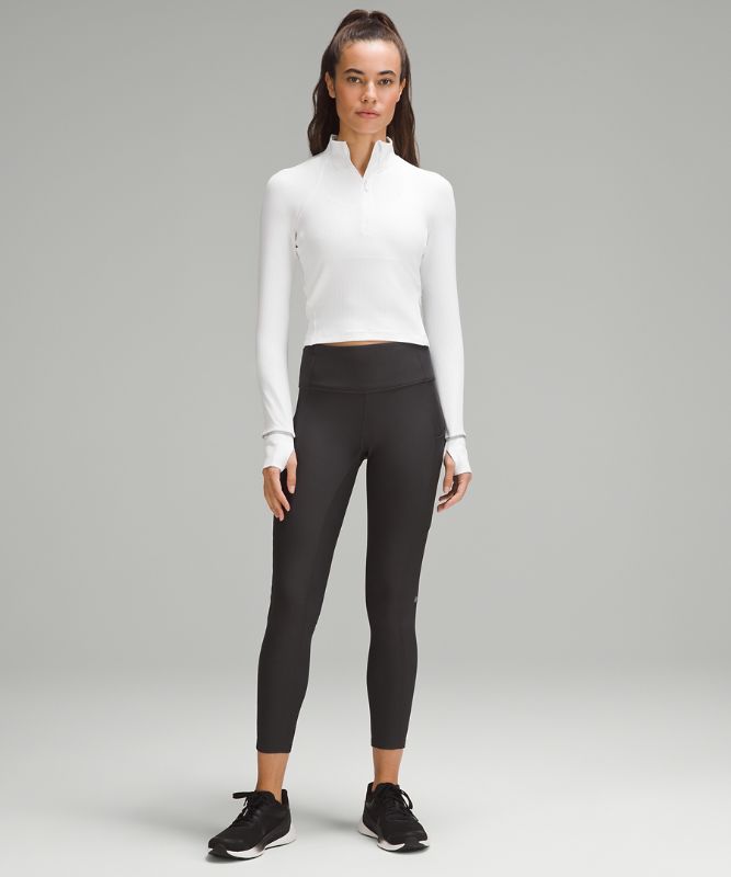It's Rulu Run Ribbed Cropped Half Zip