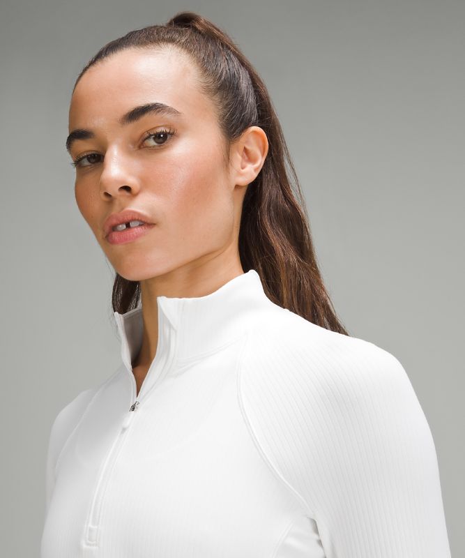It's Rulu Run Ribbed Cropped Half Zip