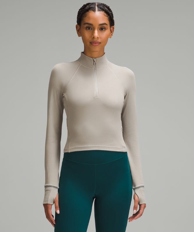 It's Rulu Run Ribbed Cropped Half Zip