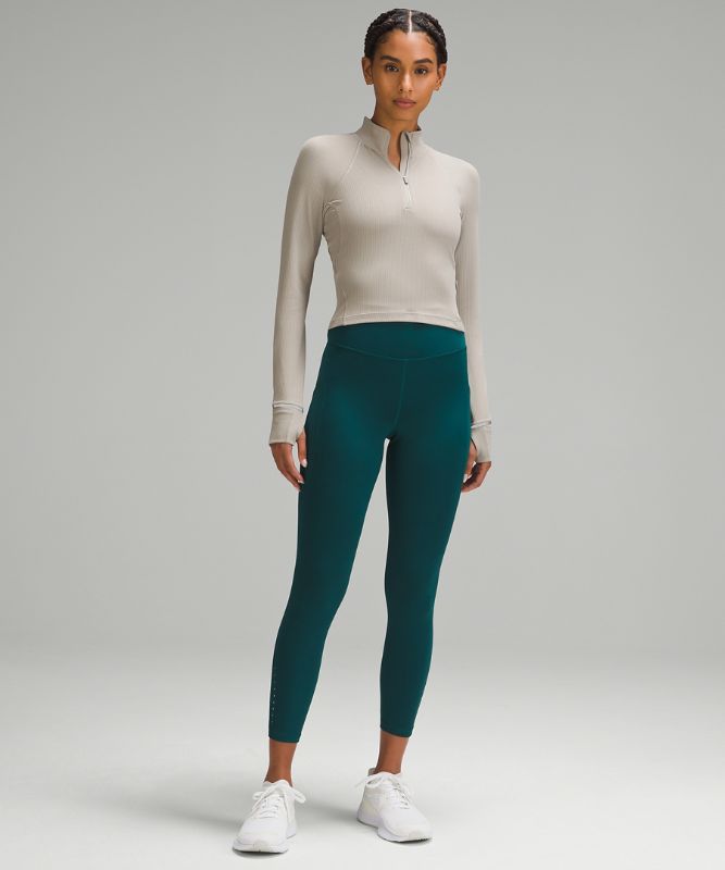 It's Rulu Run Ribbed Cropped Half Zip