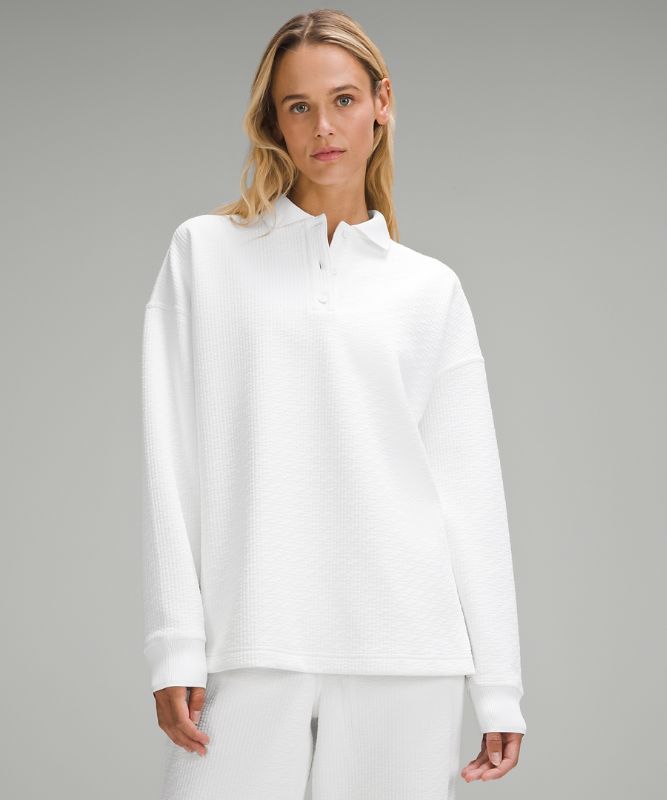 Textured Long-Sleeve Polo Shirt