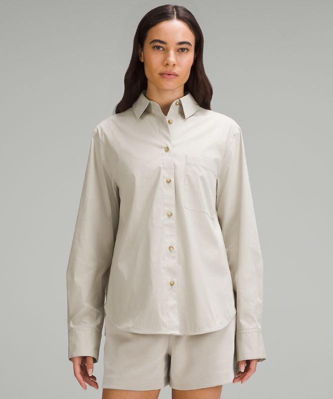 Cotton-Blend Poplin Button-Down Shirt