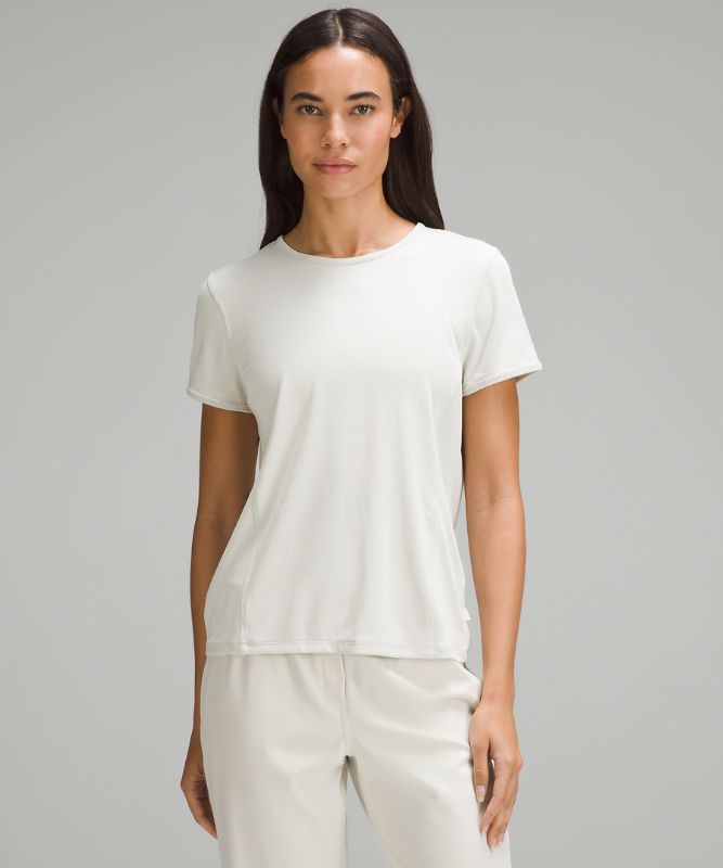 Twist-Back Soft Ribbed Short-Sleeve Top