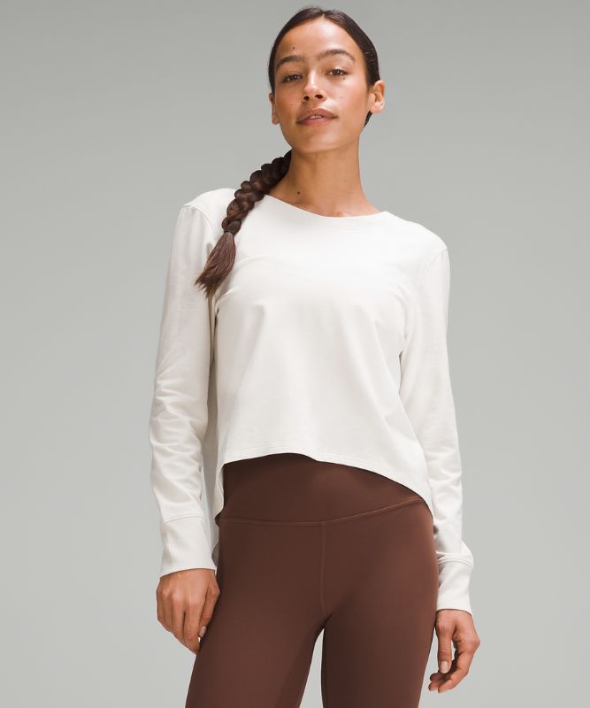 Twist-Back French Terry Pullover, Bone