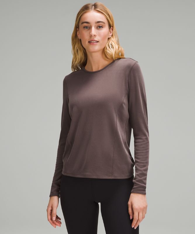 Twist-Back Soft Ribbed Long-Sleeve Top