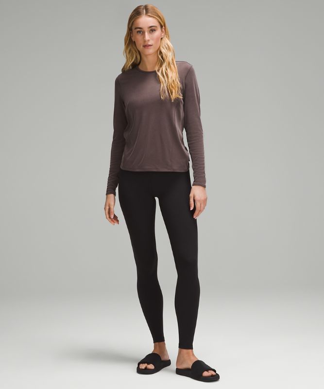 Twist-Back Soft Ribbed Long-Sleeve Top