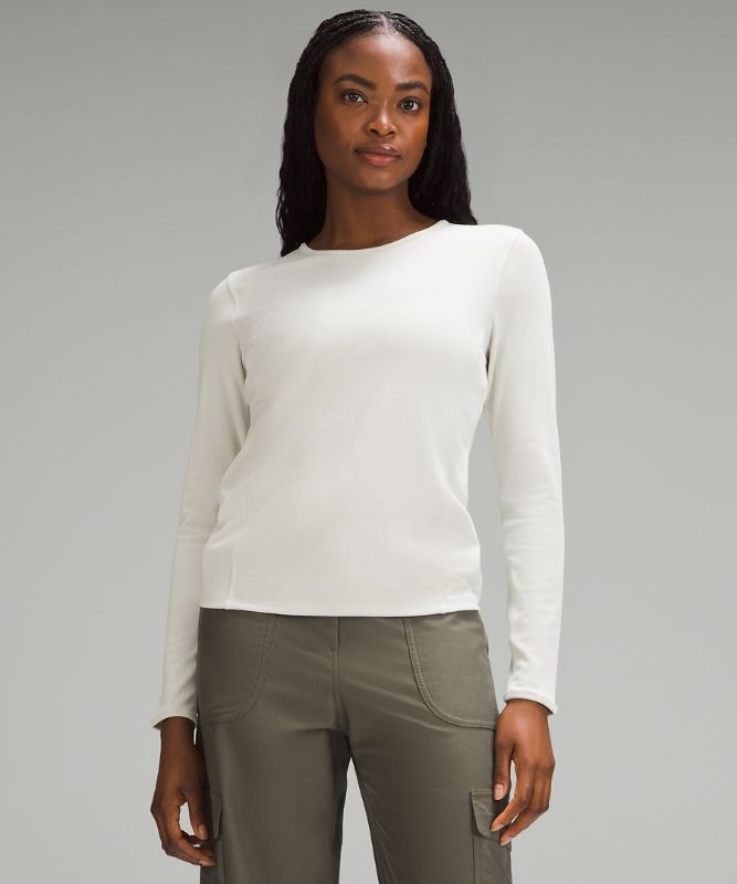 Twist-Back Soft Ribbed Long-Sleeve Top