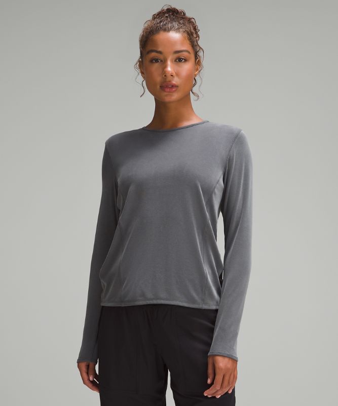 Twist-Back Soft Ribbed Long-Sleeve Top