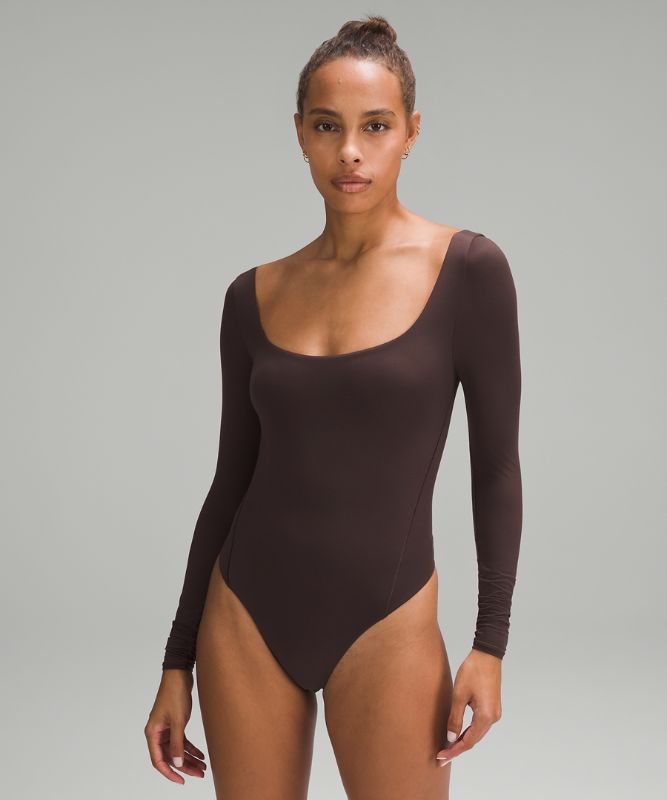 Wundermost Ultra-Soft Nulu Square-Neck Long-Sleeve Bodysuit