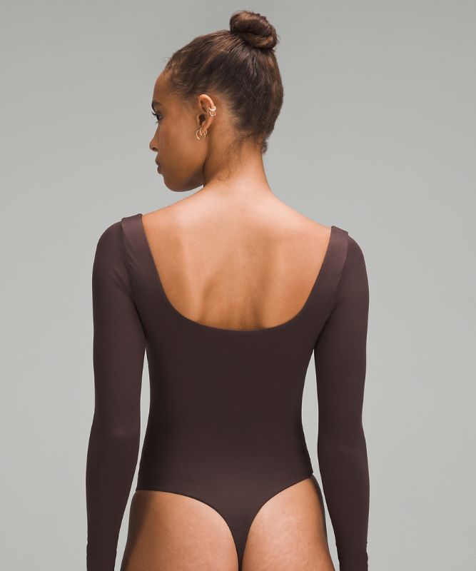 Wundermost Ultra-Soft Nulu Square-Neck Long-Sleeve Bodysuit